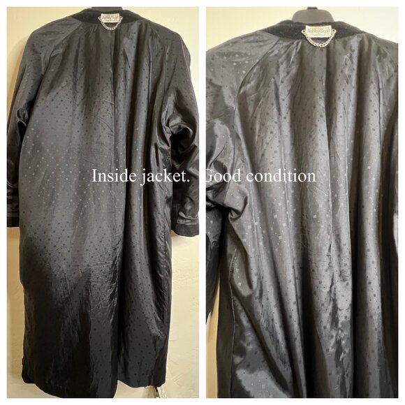 VTG Ashley Scott L Black Heavy Wool Long Coat  Button Closure Pockets Y2K USA - Picture 12 of 16